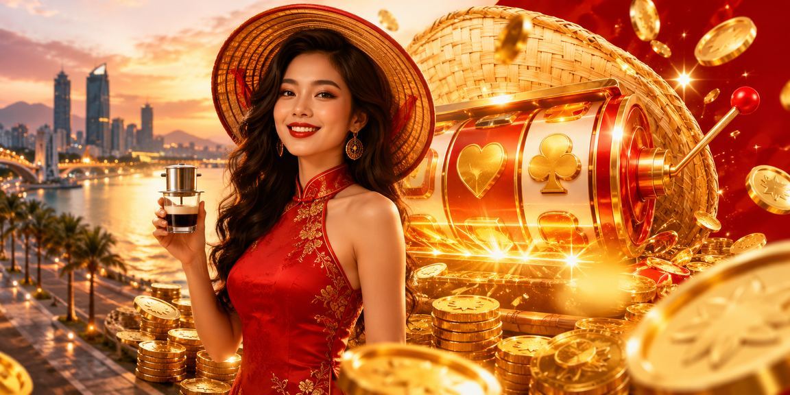 Người chơi slots trực tuyến tại Đà Nẵng với nón lá truyền thống Việt Nam