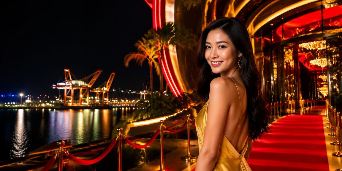 Không khí lễ hội cá cược casino tại Vũng Tàu bên bờ biển buổi tối